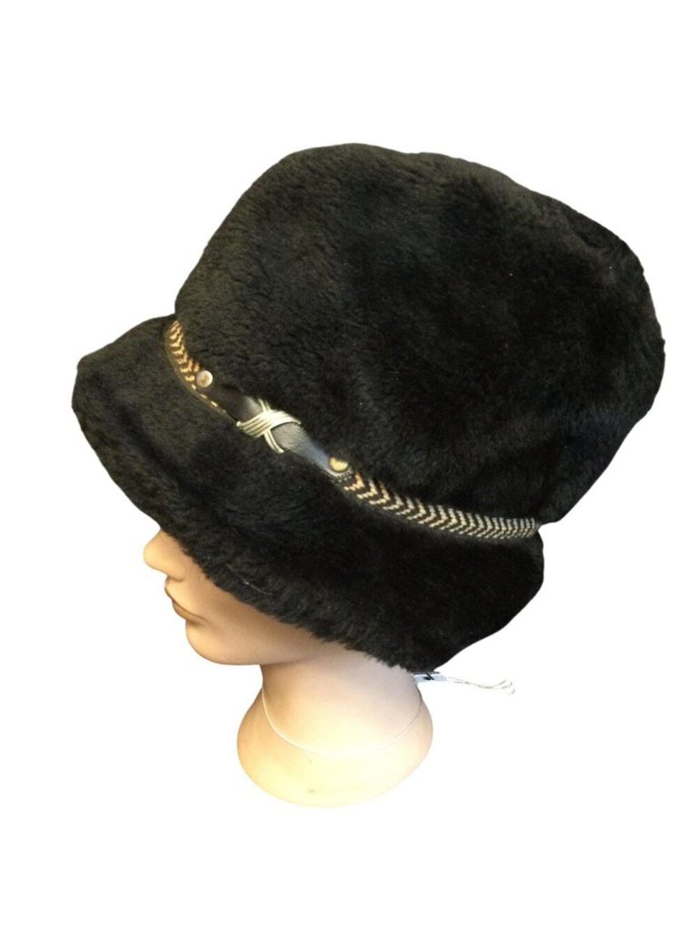 Vintage United Hatters Bucket Hat Faux Fur Caps Millinery Works Banded Military